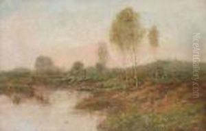 Waterlandschap Met Aangemeerd Bootje by Joseph Van Genegen