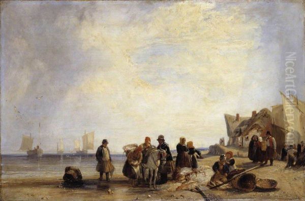 French Coast With Fishermen - view 1