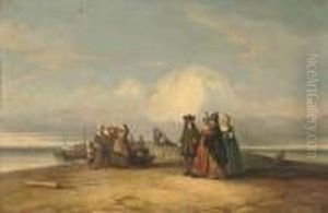 An Elegant Company At The Seaside by Jacques Van Gingelen
