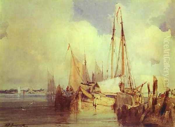 French River Scene With Fishing Boats - view 1