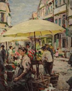 Yellow Market Umbrella, Paris by Luther Emerson Van Gorder