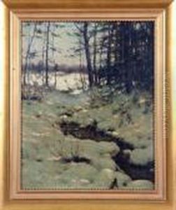 Winter Woodland Landscape by Luther Emerson Van Gorder