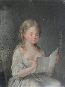 Jeune Fille Lisant Une Lettre by Henri Nicolas Van Gorp