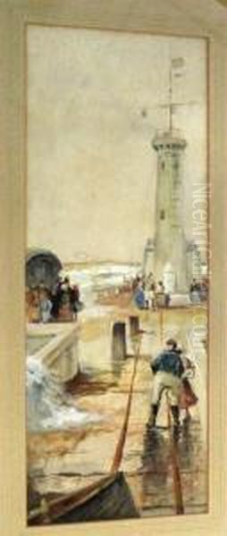 Lighthouse And Figures With The Sea Beyond - view 1