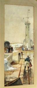 Lighthouse And Figures With The Sea Beyond by A. Van Goyen