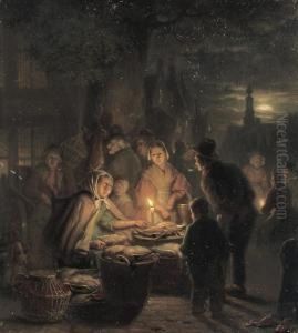 A Poultry Stall At An Evening Market