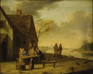 Outside The Tavern by Jan Hendrick van Grootvelt