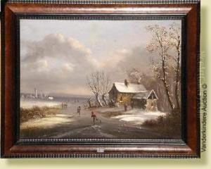 Paysage Hivernal Aux Patineurs by Franciscus Lodewijk Van Gulik