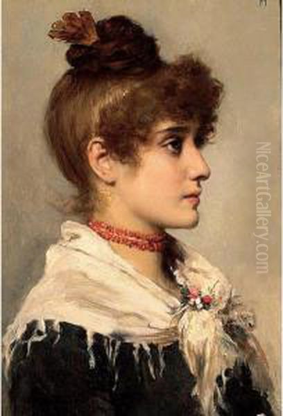 An Italian Beauty With A Red Necklace; A Young Beauty With A Blue Necklace - view 1