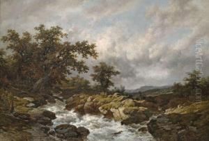 Flusslandschaft Bei Aufkommendem Unwetter by Remigius Adriannus van Haanen