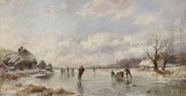 Eisvergnugen In Hollandischer Winterlandschaft. - view 1