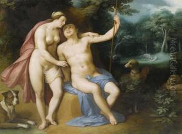 Venus And Adonis In A Woodedlandscape - view 1