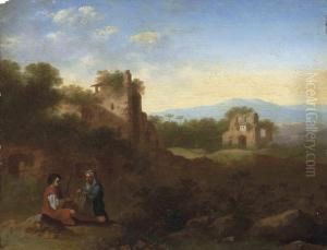 An Italianate Wooded River Landscape