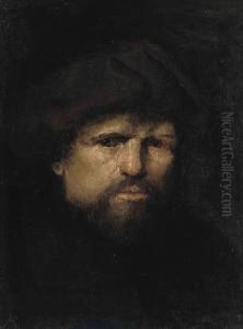 A Tronie Of A Bearded Man In A Hat by Nicolaes Van Haften