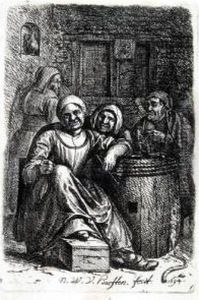 Drei Raucherinnen An Einem Fass by Nicolaes Van Haften