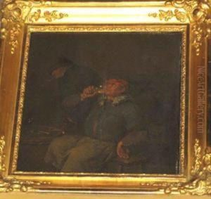 Pair Of Paintingsof Drinkers And Farmer By A Meal by Maarten Van Heemskerck