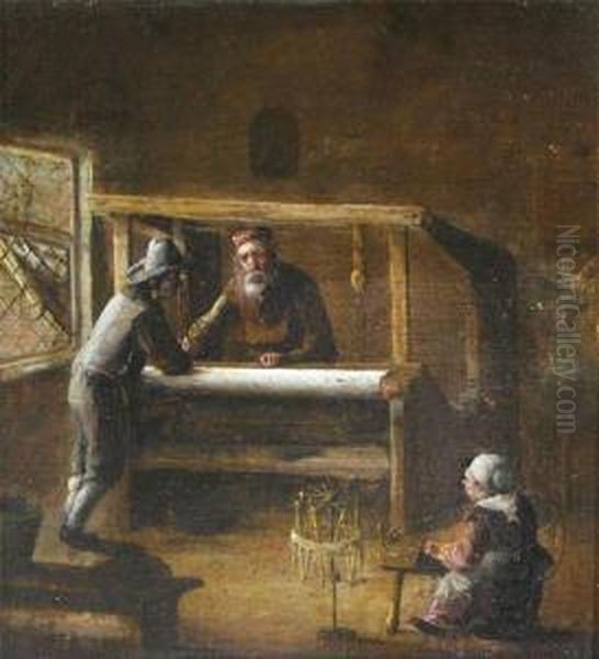 Figures At A Loom In An Interior - view 1