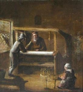 Figures At A Loom In An Interior