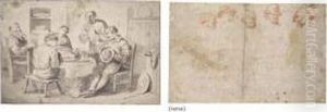 A Company Around A Table (recto); Sketches Of Five Heads