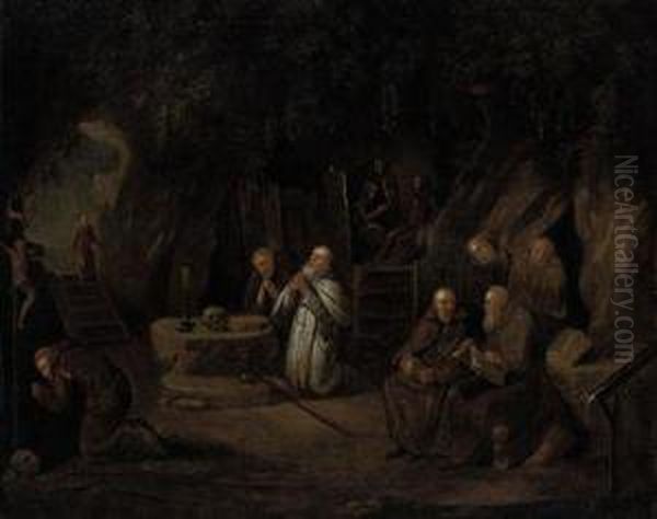Hermit Monks In A Grotto - view 1