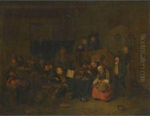 A Tavern Interior With Peasants Merrymaking by Egbert Van Heemskerck