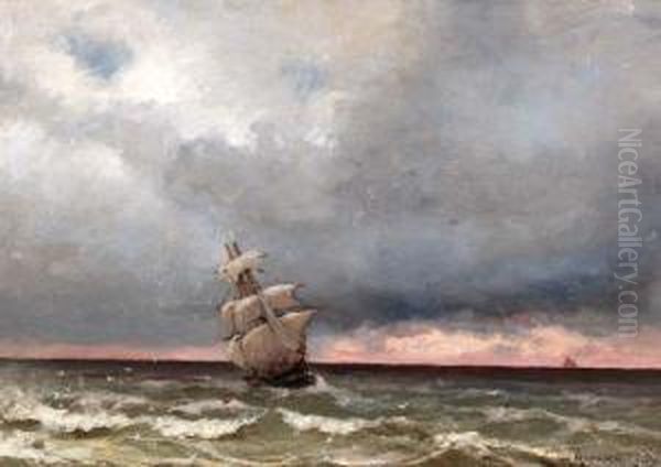 Tweemaster Op Zee Na Zonsondergang - view 1