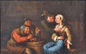 Fumeurs Et Couple De Galants Dans Une Taverne by Egbert van the Elder Heemskerk