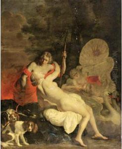 Venus Et Adonis by Nicolaes Stocade Van Helt