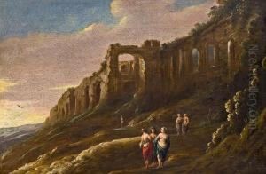 Nymphen Vor Antiker Palastruine
