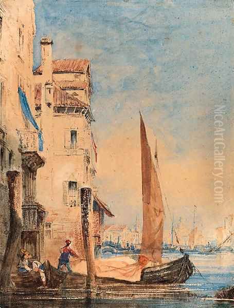 Boats on a canal, Venice - view 1