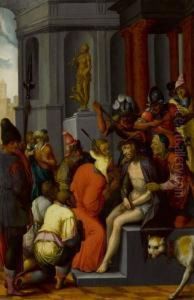 Dornenkronung Und Verspottung Christi by Jan Sanders Van Hemessen