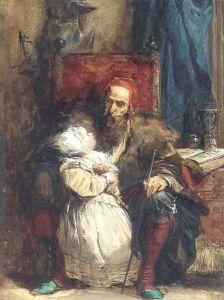 Old man and child by Richard Parkes Bonington