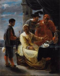 Personnages Coloniaux Prisant Du Tabac