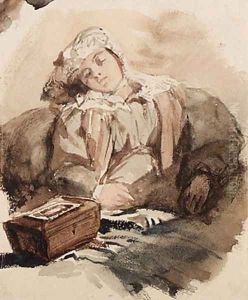 Study of a young lady sleeping by Richard Parkes Bonington