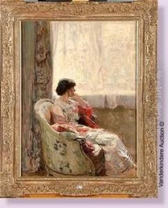 Jeune Femme Pensive Assise Devant La Fenetre by Frans Van Holder
