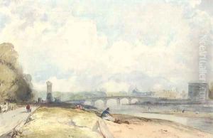 The Pont de la Concorde with the Tuileries from the Cour de la Reine, Paris by Richard Parkes Bonington