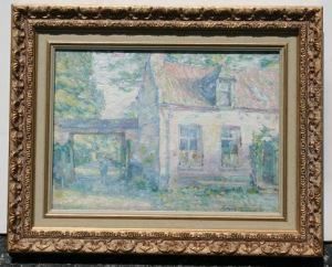 Village Street Scene With Figure by Albert Van Holsbeeck