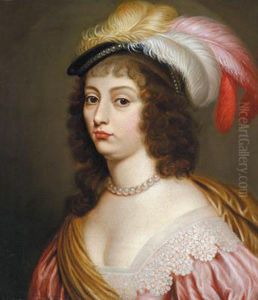 Ritratto Di Giovane Dona Con Copricapo Con Le Piume E Filo Diperle Ritratto Di Giovane Dona Con Copricapo Con Le Piume E Filo Diperle