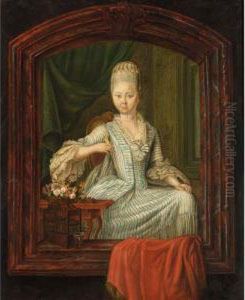 A Portrait Of Joachim Ernst Baron Mulert Tot De Leemcule, Dijkgraaf Van Salland, Heer Van Bergen (1750-1825), Standing Half-length In A Feigned Window;
A Portrait Of His Wife Adriana Petronella Gravin Van Nassau Woudenberg (1757-1789), Seated Three-quart by Johanus Petrus Van Horstok