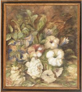 Flowers On A Mossy Bank by Anna Margareta Van Houten