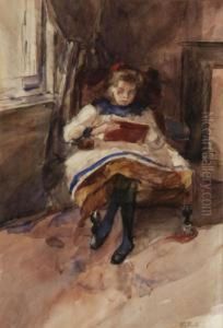 Young Girl Writing And Reading: by Barbara Elisabeth Van Houten