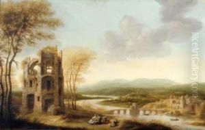 Personnages Se Reposant Au Pied D'une Tour En Ruines Personnages Se Reposant Au Pied D'une Tour En Ruines
