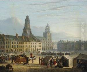 Market In The Hague by Bartholomeus J. Van Hove