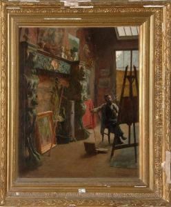 Le Peintre Dans Son Atelier by Edmond Theodor Van Hove