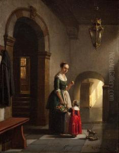 A 17th Century Interior With Mother And Child - view 1