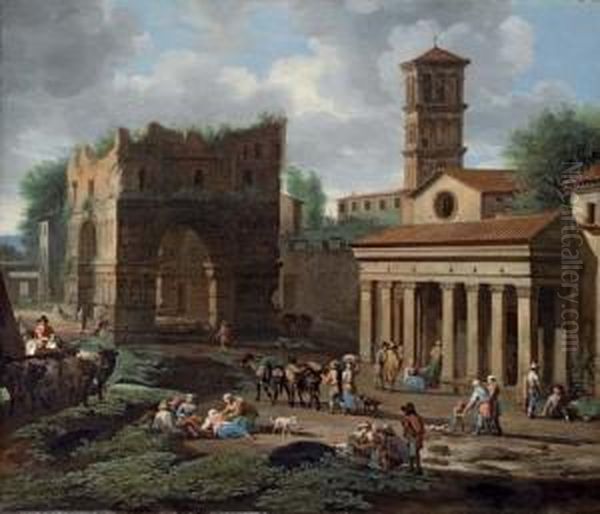 The Arch Of Janus, Rome, With The Church Of San Giorgio In Velabro - view 1