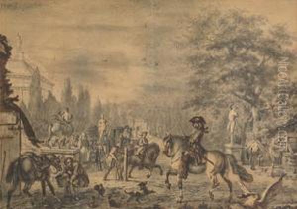 L'arrive D'un Cavalier Dans Un Parc - view 1