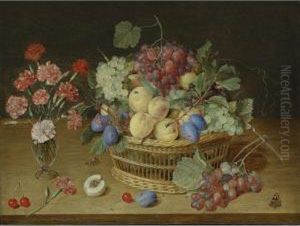 A Still Life With A Vase Of Carnations by Jacob van Hulsdonck