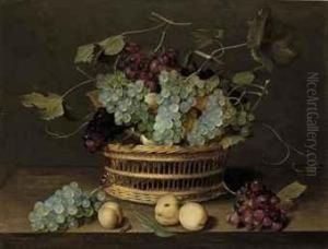 A Basket Of Grapes With Peaches by Jacob van Hulsdonck