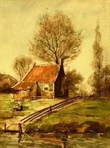 Landbouwershuisje. Gesigneerd